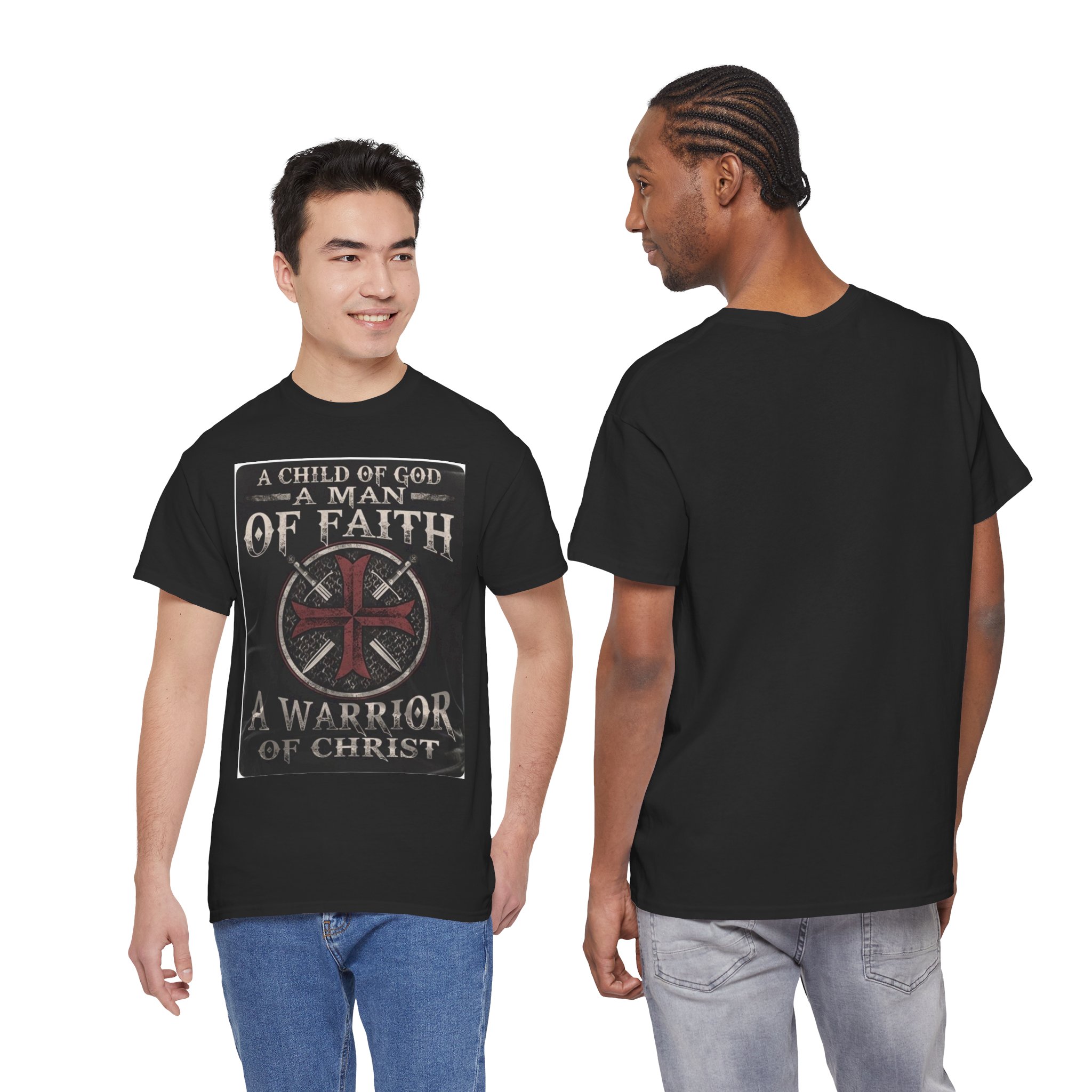 Faith Warrior Unisex Heavy Cotton Tee, Christian T-Shirt, Inspirational Apparel, Men's Religious Shirt, Gift for Believers