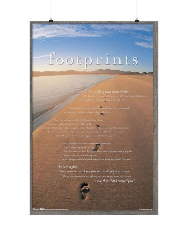 Footprints Beach Poster — Inspirational Matte Vertical Wall Art