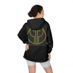 Emblem Windbreaker Jacket — Neon Yellow Crest Full-Zip Hooded Shell