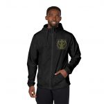 Emblem Windbreaker Jacket — Neon Yellow Crest Full-Zip Hooded Shell