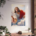 Jesus Reaching Out Poster — Inspirational Christian Wall Art (Matte Vertical)