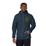 Emblem Windbreaker Jacket — Neon Yellow Crest Full-Zip Hooded Shell