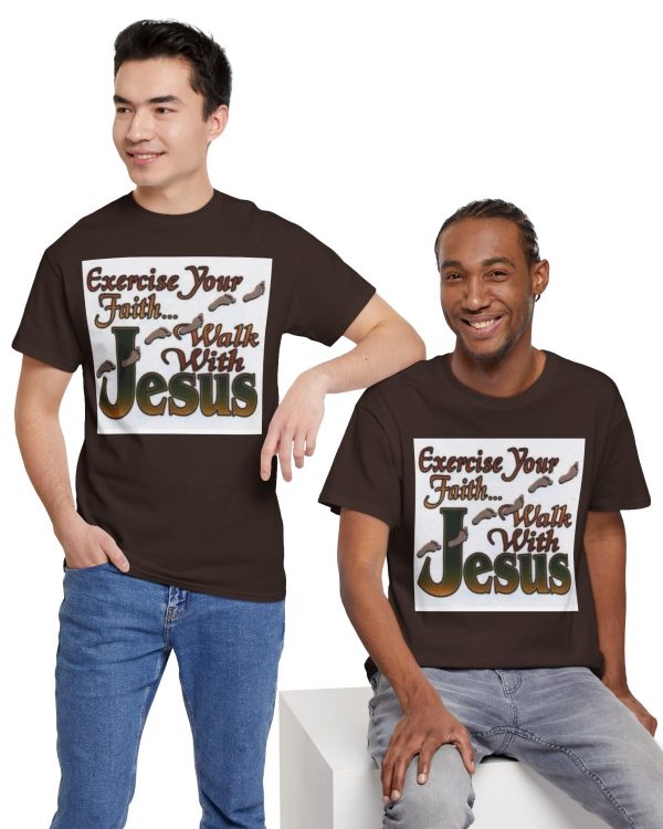 Christian T-Shirt - "Exercise Your Faith... Walk With Jesus" Inspirational Tee