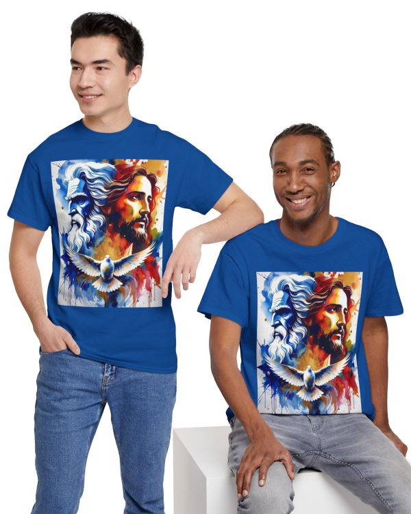 Christian Jesus & Holy Spirit T‑Shirt — Watercolor Portrait with Dove (Faith Tee)