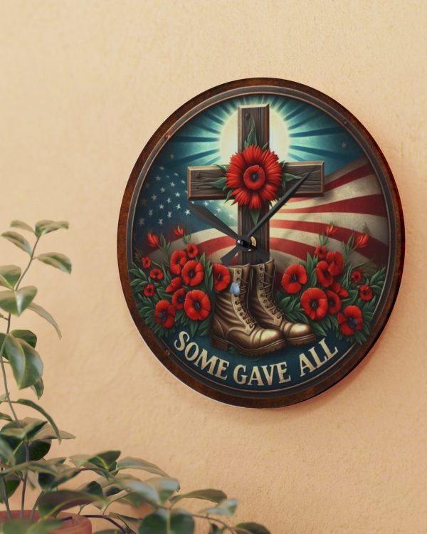 Memorial Wall Clock — "Some Gave All" Patriotic Military Tribute