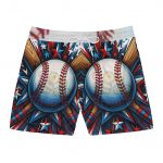 Patriotic Baseball Swim Shorts – Red White Blue Sports Trunks