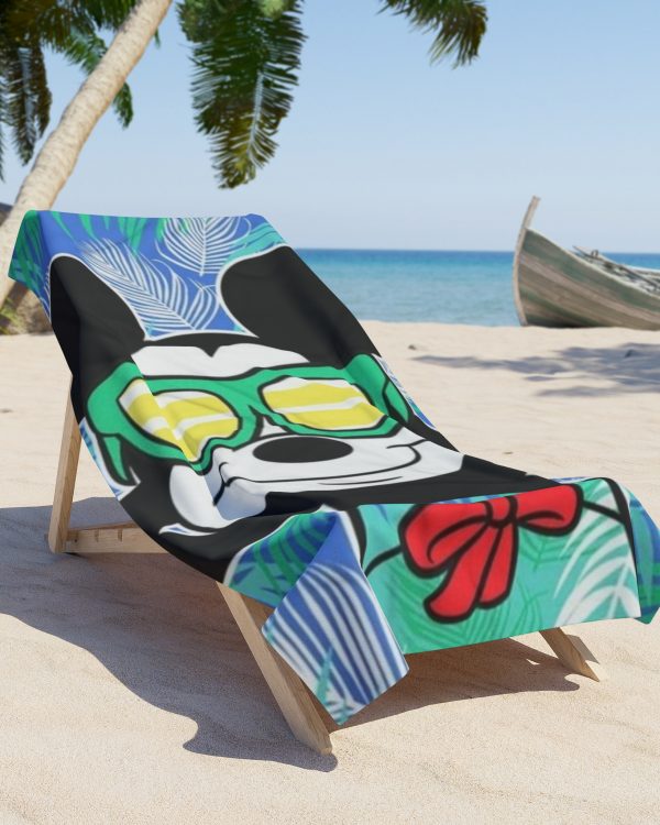 Retro Cartoon Mouse Beach Towel – Sunglasses & Hawaiian Shirt Summer Towel