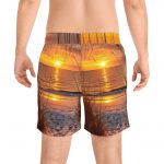 Sunset Beach Swim Shorts — Tropical Ocean Sunset Print