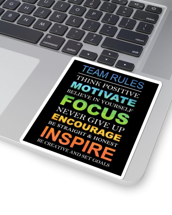 Inspirational 'Team Rules' Motivational Sticker — Think Positive, Motivate, Focus, Inspire
