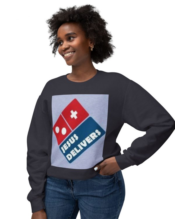 Jesus Delivers Unisex Crewneck Sweatshirt, Casual Wear, Religious Apparel, Funny Gift, Church Event, Everyday Comfort