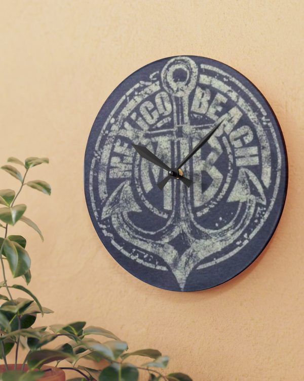 Nautical Anchor Acrylic Wall Clock – Beach Vintage Anchor Design