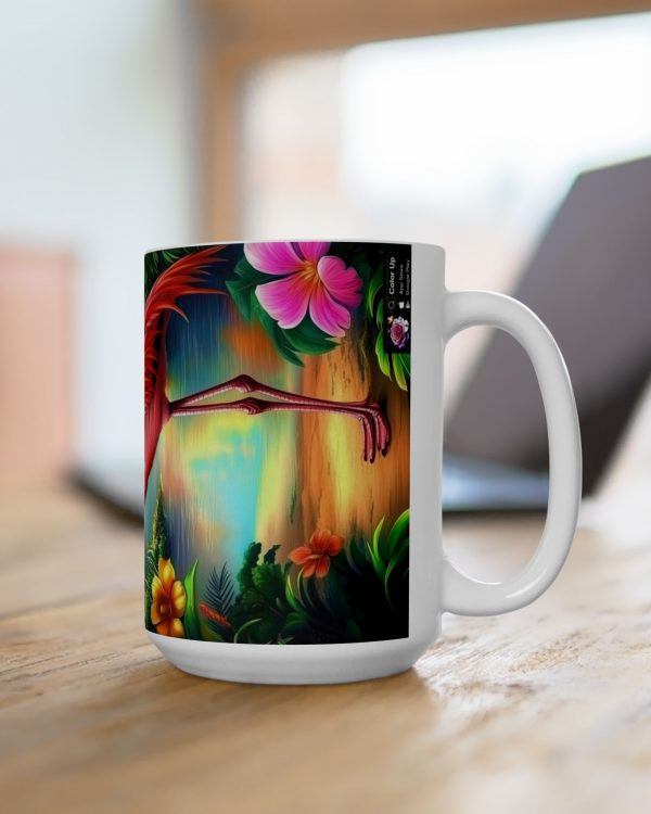 Tropical Flamingo Ceramic Mug — Colorful Jungle Sunset Coffee Cup (11oz/15oz)