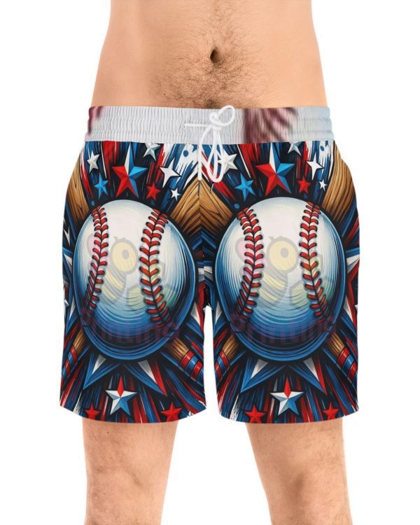 Patriotic Baseball Swim Shorts – Red White Blue Sports Trunks
