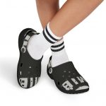 Kids Black EVA Foam Clogs — Bold White Text Graphic Slip-On