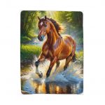 Horse Plush Blanket – Galloping Stallion Velveteen Throw