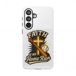 Faith Is My Home Run Phone Case — Christian Baseball Cross Design