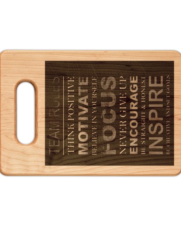 Engraved Motivational Wooden Cutting Board — 'Focus, Inspire, Encourage'