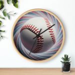 Baseball Swirl Wall Clock – Sports Room Decor