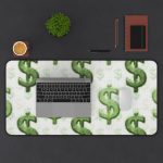 Money Pattern Desk Mat — Green Dollar Sign Gaming & Office Mouse Pad