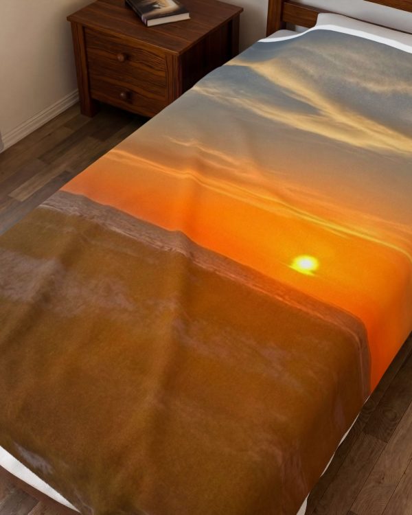 Sunset Beach Velveteen Plush Blanket — Soft Coastal Throw