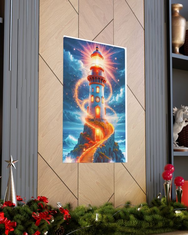 Lighthouse Fantasy Poster — Matte Vertical Nautical Wall Art