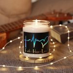 Faith Hope Love Soy Candle — 9oz Scented Jar (Cross, Heart & Heartbeat Design)