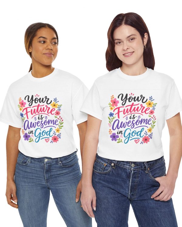 Women’s Tee — “Your Future is Awesome in God” Floral Faith T‑Shirt