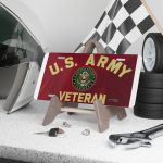 U.S. Army Veteran Metal Vanity Plate - Patriotic License Plate Decoration