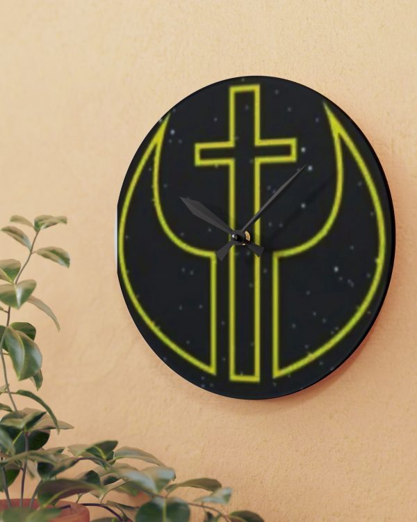 Neon Cross Acrylic Wall Clock — Modern Christian Home Décor