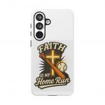 Faith Is My Home Run Phone Case — Christian Baseball Cross Design