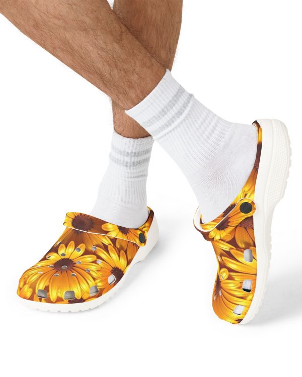 Sunflower Clog Shoes — Yellow Floral EVA Foam Slip-Ons