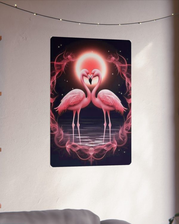 Flamingo Moon Matte Poster — Romantic Pink Flamingos Wall Art