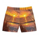 Sunset Beach Swim Shorts — Tropical Ocean Sunset Print