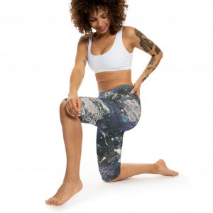 Galaxy Splatter Capri Leggings — Cosmic Paint Tie-Dye Activewear