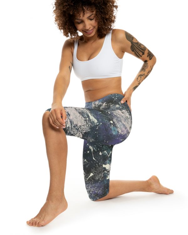 Galaxy Splatter Capri Leggings — Cosmic Paint Tie-Dye Activewear
