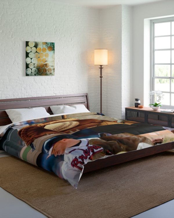 Baseball Collage Comforter – Vintage Glove & Players Bedspread for Sports Fans