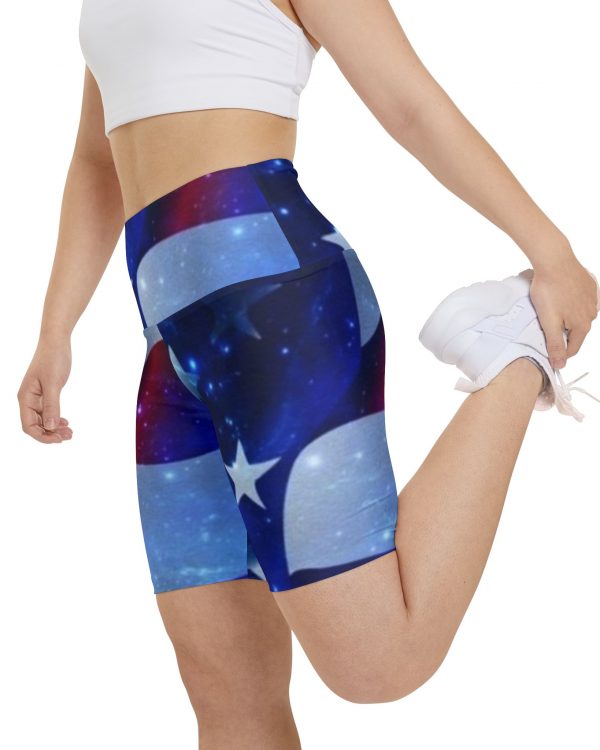 American Flag Stars Women's Workout Shorts — Patriotic Activewear