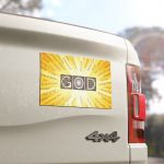 Christian 'GOD' Yellow Radiant Car Magnet — Faith-Inspired Vehicle Decal