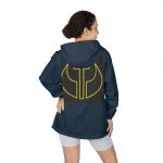 Emblem Windbreaker Jacket — Neon Yellow Crest Full-Zip Hooded Shell