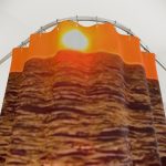 Sunset Ocean Shower Curtain – Warm Orange Seascape Bathroom Decor