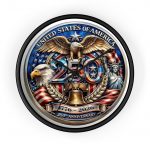250th Anniversary USA Patriotic Wall Clock — 1776–2026 Liberty Bell & Eagle American Home Decor Gift