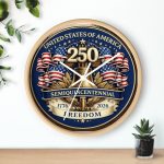 250th Semiquincentennial Wall Clock — USA 1776–2026 Freedom Commemorative Clock