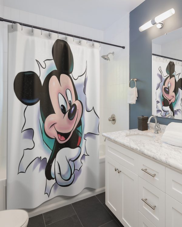 Mickey Mouse Peek-A-Boo Shower Curtain — Kids Cartoon Bathroom Decor