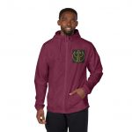 Emblem Windbreaker Jacket — Neon Yellow Crest Full-Zip Hooded Shell
