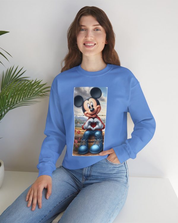 Mickey Mouse Heart Crewneck Sweatshirt — Cute Cartoon Character Pullover for Disney Fans