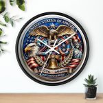 250th Anniversary USA Patriotic Wall Clock — 1776–2026 Liberty Bell & Eagle American Home Decor Gift