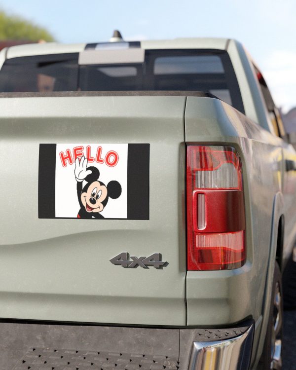 Hello Character Car Magnet — Cute Waving Cartoon Vehicle Magnet