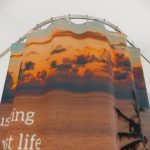 Sunset Palm Shower Curtain — 'just living my best life' Tropical Bathroom Decor
