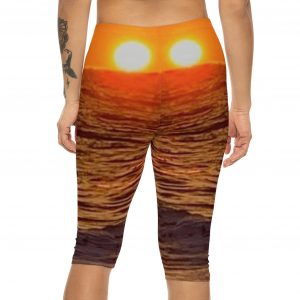 Sunset Ocean Capri Leggings — Women's Beach Sunrise Printed Capris