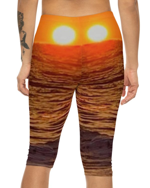 Sunset Ocean Capri Leggings — Women's Beach Sunrise Printed Capris